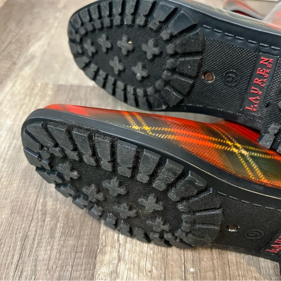 Lauren by Ralph Laurent High Shaft Black & Red Plaid Rainboots with box - Picture 10 of 13